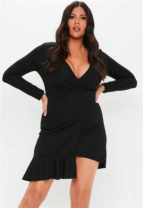 Plus Size Black Frill Hem Mini Dress Missguided