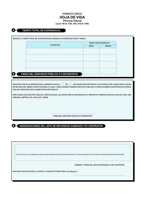 Formato Único De Hoja De Vida Persona Natural Función Pública