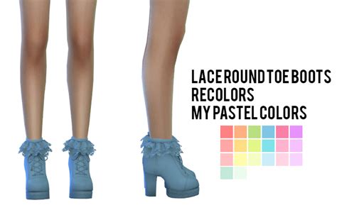 Sims 4 Ccs The Best Lace Round Toe Boots Recolors By