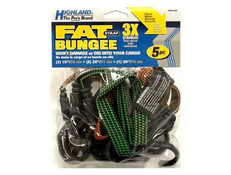 Highland Fat Strap Extra Wide Triple Strength Bungee Cord 5 Pack Hig