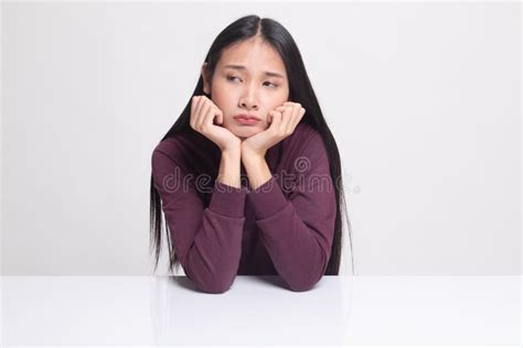 Asian Girl With Sad Emotion Stock Image Image Of Asian Bore