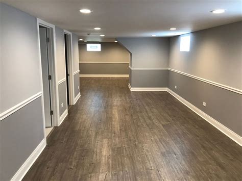Great Job On This Finished Basement Two Toned Gray Walls With The Chair