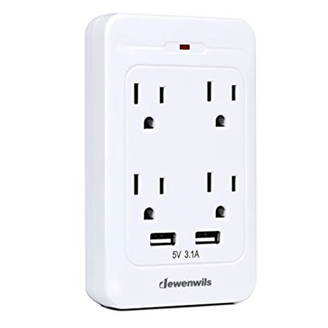 Dewenwils 4 Plug Outlet Adapter Multi Plug Wall Outlet Extender Surge