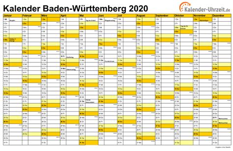 Hier finden sie termine der schulferien und feiertage. Feiertage 2020 Baden-Württemberg + Kalender