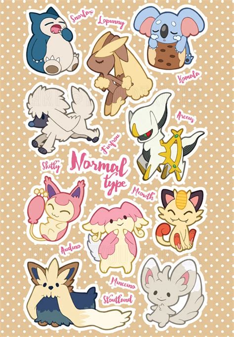 Normal Type Pokemon Sticker Sheet Pokemon Type Series Etsy In Dragon Type Pokemon Type