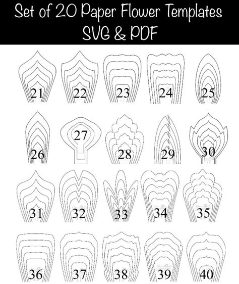 Bundle 2 All 20 Pdf And Svg Paper Flower Template Flower Etsy In 2023