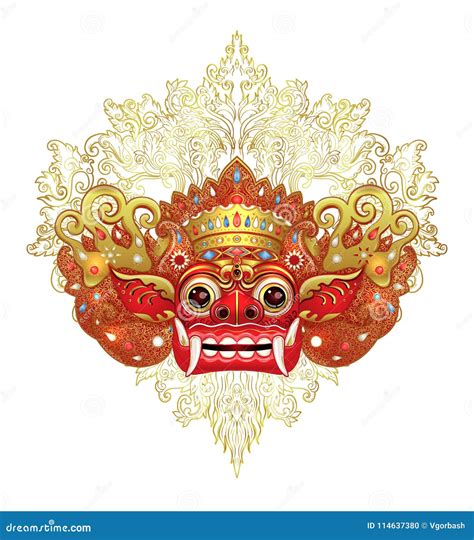 Barong Traditional Ritual Balinese Mask Stock Vector Illustration Of