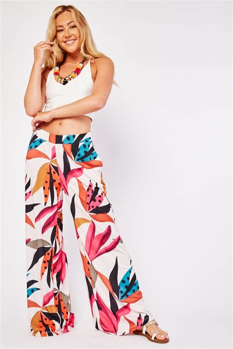 Printed Wide Leg Trousers Just 7
