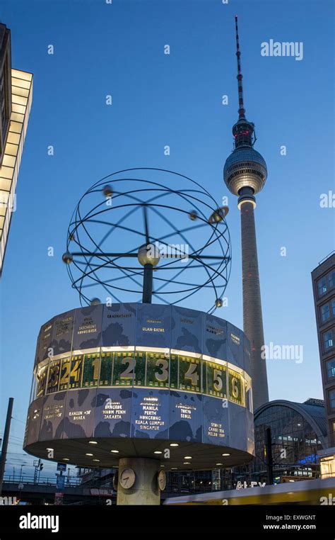 World Clock And Television Tower Alexanderplatz Berlin Germany