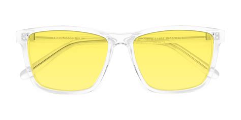 Clear Oversized Grandpa Square Tinted Sunglasses With Medium Yellow Sunwear Lenses Sheldon