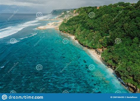 Aerial View Of Scenic Coastline With Turquoise Ocean And Beaches Under
