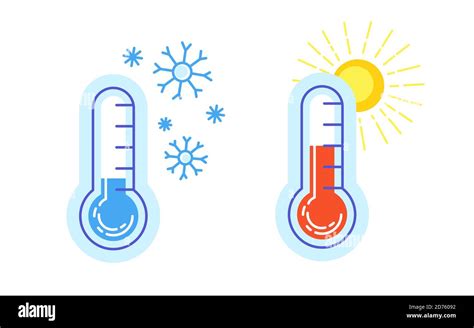 Hot And Cold Icon Thermometer Warm With Sun Cold And Snowflake