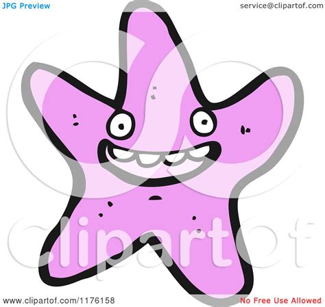 Cartoon Of A Purple Starfish Royalty Free Vector Illustration By