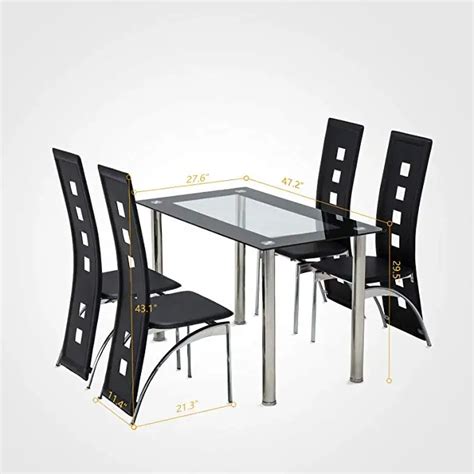 Mecor Dining Room Table Set 5 Piece Glass Kitchen Table And Leather Chairs Kitchen Furniture