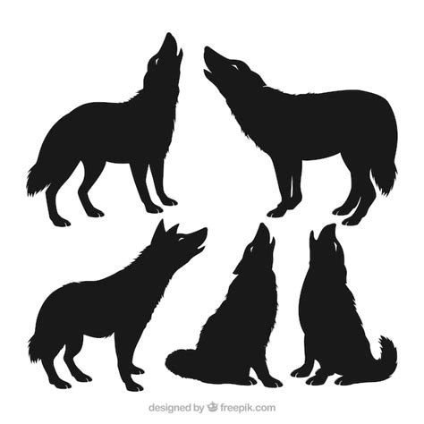 Pack Of Wolf Silhouettes Vector Free Download