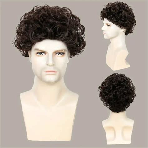 Brown Short Curly Hair Wigs For Men Fluffy Synthetic Hair Temu