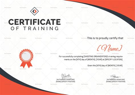 Shooting Training Certificate Design Template in PSD, Word