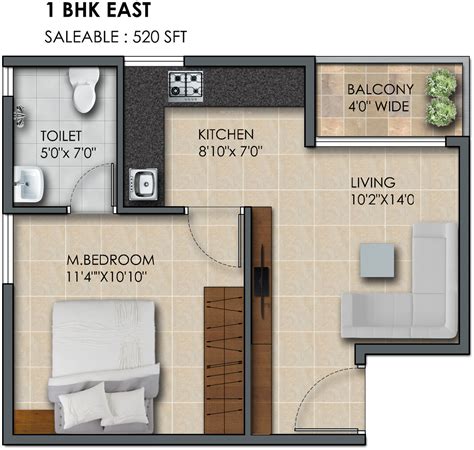 520 Sq Ft 1 Bhk 1t Apartment For Sale In Subha Builders 9 Sky Vue