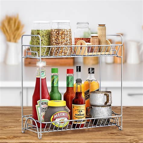 What's nice about having a dish rack bring it down to the counter. 2-Tier Spice Rack, Kitchen Cabinet Organizer Kitchen ...