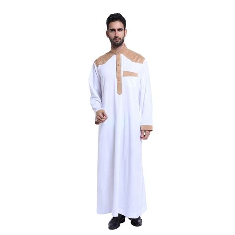 Mode Moslim Kleding Voor Mannen Heren Kaftan Jubba Thobe Wit Abaya Arabische Kleding Man