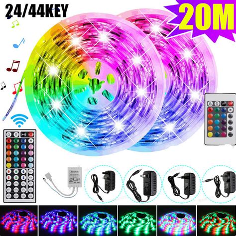 20m 5050 Led Strip Light Rgb Smd Tape Ribbon Lamp Stripe Full Kit Non