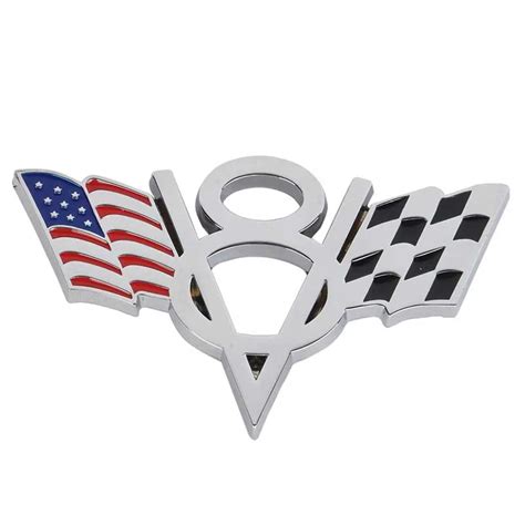 1pc Car Styling 3d Metal V8 American Flag Emblem Sticker Universal For