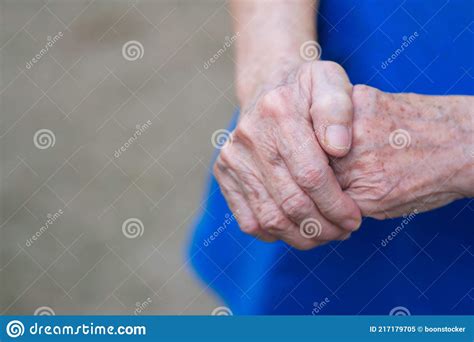 Close Up Of Elderly Woman S Hands Joined Together Focus On Hands
