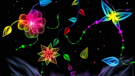 Neon Flowers Wallpaper
