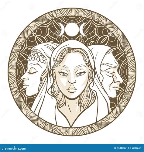 Triple Goddess As Maiden Mother And Crone Beautiful Woman Symbol Of