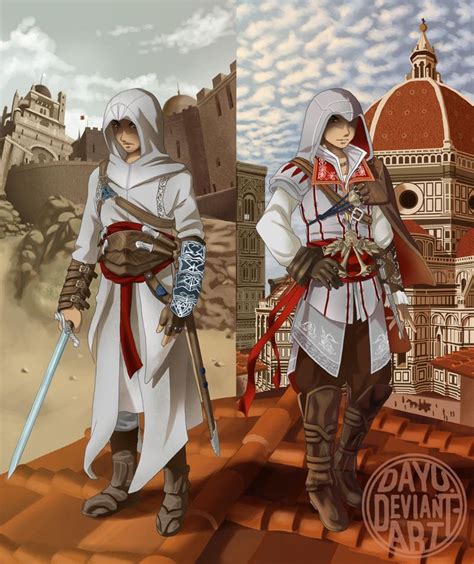 Altair And Ezio By Dayu Assassins Creed Assassins Creed Art
