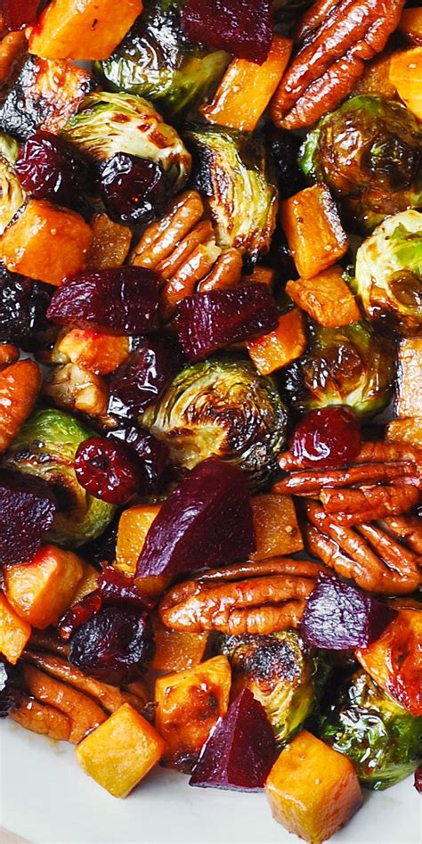 Holidays Roasted Butternut Squash Brussels Sprouts Beets Pecans