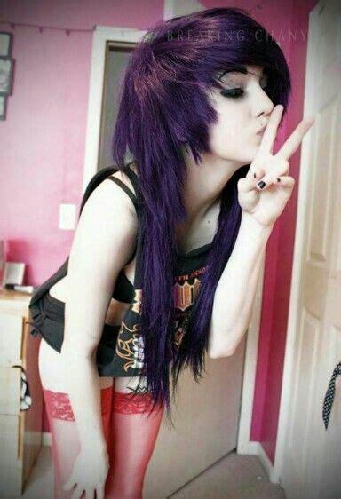 aw purple and fringe cute emo scene hair scene hair hair styles