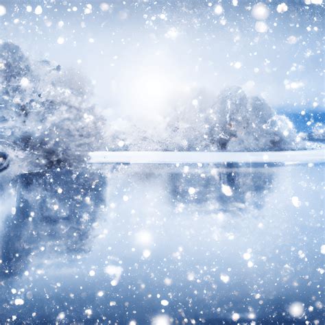 Beautiful Winter Lake Scene With Softly Falling Snow Fantasy Glow