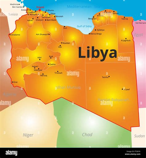 Color Map Of Libya Country Stock Vector Image And Art Alamy