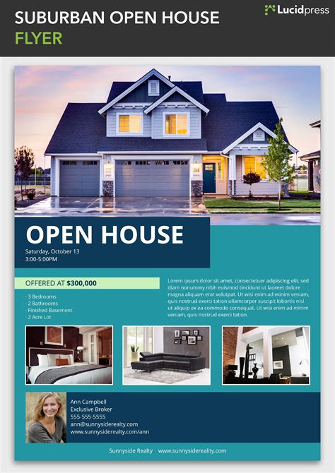Open House Print Digital Flyer Template For Real Estate Marketing