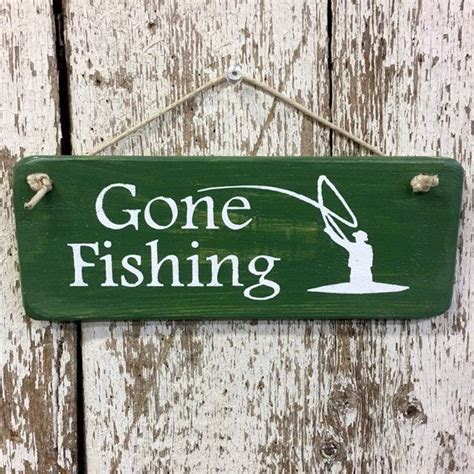 Fly Fishing Signs Gone Fishing Sign T For Fisherman Wooden Etsy