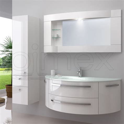 Bei der planung der höhe eines waschtischs sollte große sorgfalt angewandt werden. OimexGmbH Design Badmöbel Set "Côte d'Azur" Weiß Hochglanz ...