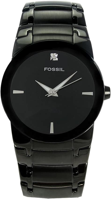 Fossil Mens Fs4279 Diamond Accented Black Ion Plated