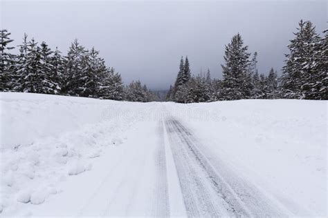 Snowy Road With Icy Conditions Stock Image Image Of Wild Outdoor