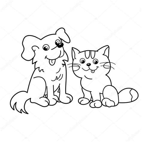 1120 x 1600 jpg pixel. Coloring Page Outline Of cartoon cat with dog. Pets. Coloring book for kids — Stock Vector ...