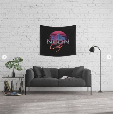 Neon City Retro Wave 80s Aesthethics Wall Tapestry Routrun