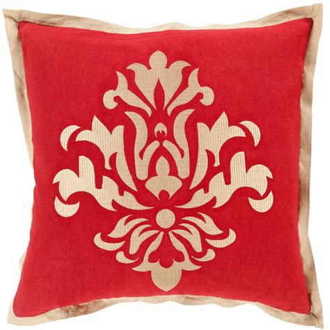 18 Red And Gold Dazzling Damask Square Throw Pillow Cover Walmart