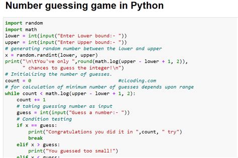 Day 57 Number Guessing Game In Python ~ Computer Languages Clcoding