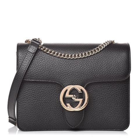 Gucci Dollar Calfskin Small Interlocking G Shoulder Bag Black 369972