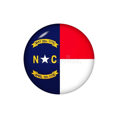 Round Flag Of North Carolina Vector Illustration Button Icon Glossy