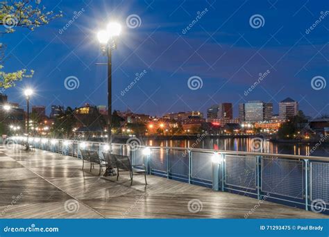 Wilmington Delaware Riverfront At Night Stock Image Image Of