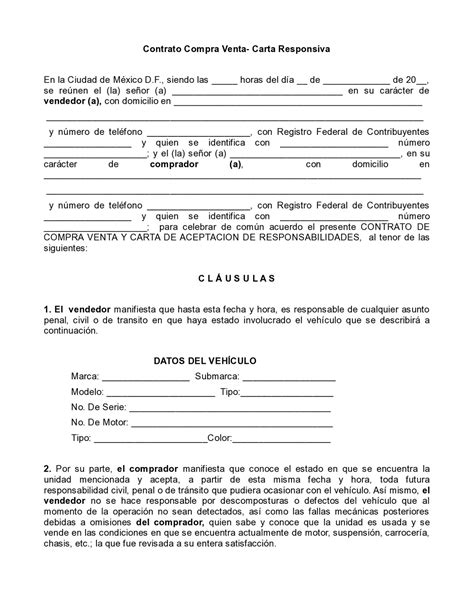 Carta Responsiva Compra Venta Automovil Pdf To  Lasopapositive