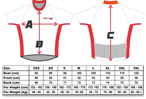Cycling Jersey Size Chart Za