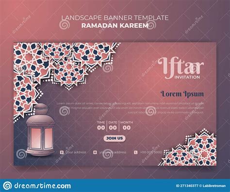 Ramadan Kareem Banner Template Design With Lantern And Ornamental