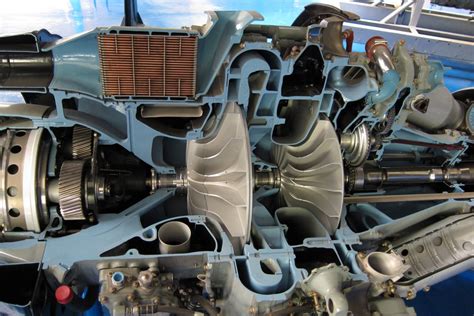 View Of A Sectioned Rolls Royce Dart Turboprop Engine Displayed At The